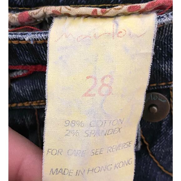 Marlow Jeans Distressed M Logo Back Pockets Stretch Blue Denim Womens 28 - Picture 7 of 9
